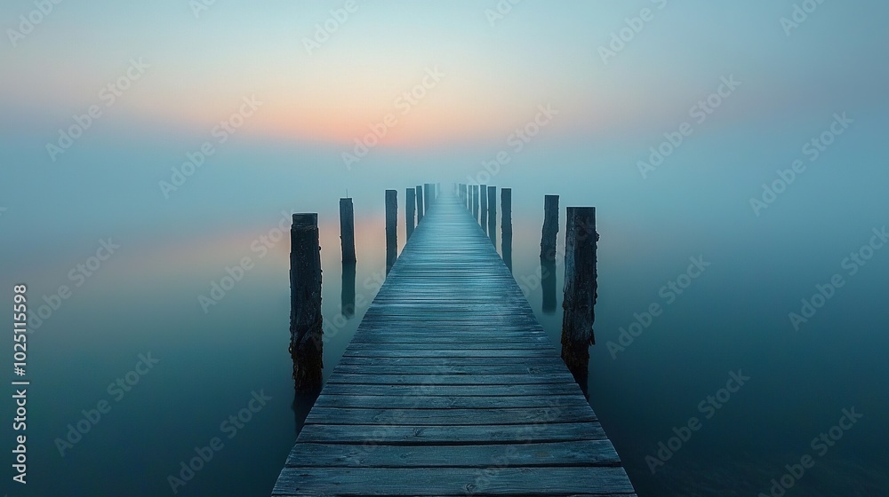 A wooden dock, illuminated by a fiery sunset sky A wooden dock, illuminated by a fiery sunset sky