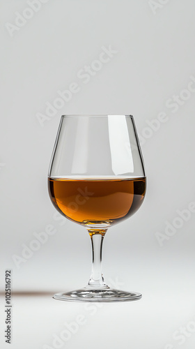 Elegant glass with amber beverage