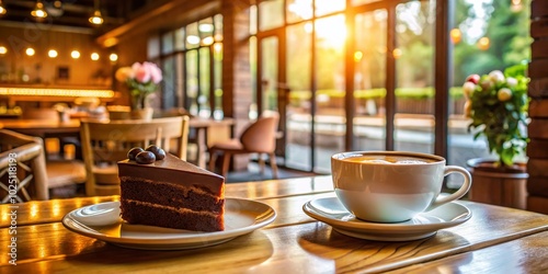 Delicious Cake and Fresh Coffee with Daily Specials on Display in a Cozy Cafe Setting