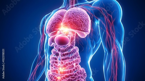 52. Visual representation of the gut-brain connection in the human body