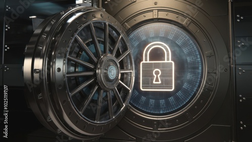 High-Tech Vault Door with Digital Lock Interface