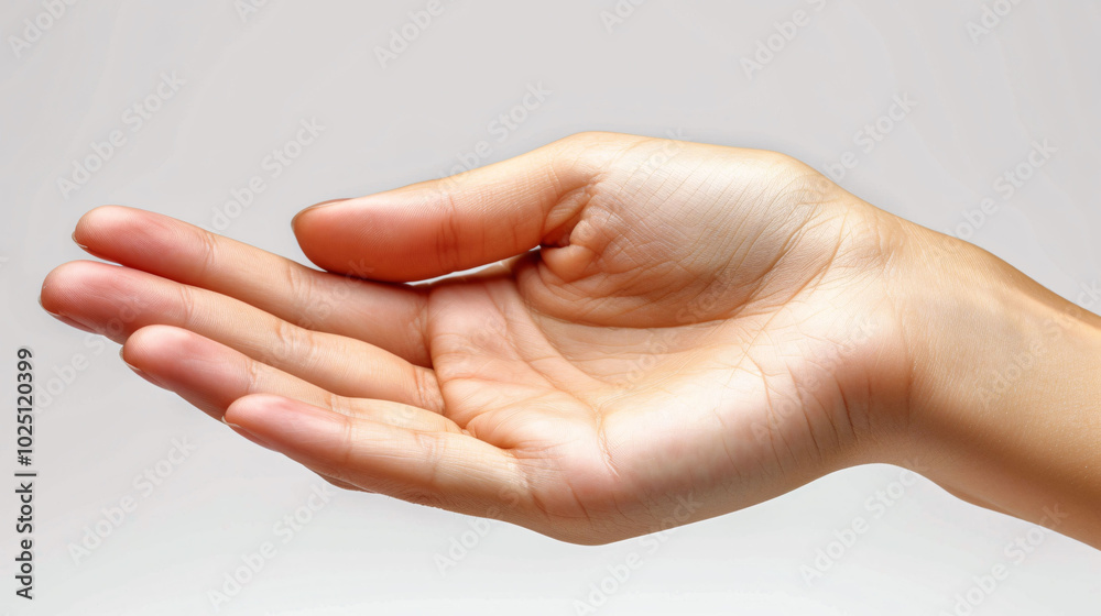 Woman's hand holding something empty,back side, isolated on white background. Woman's hand holding something empty,back side, isolated on white background.