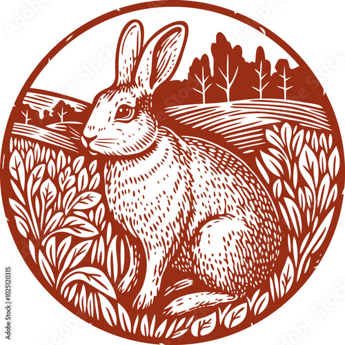 Beautiful Classic Hand Drawing Rabbit Illustration