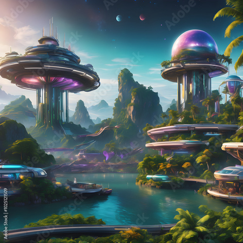 ufo flying over the city