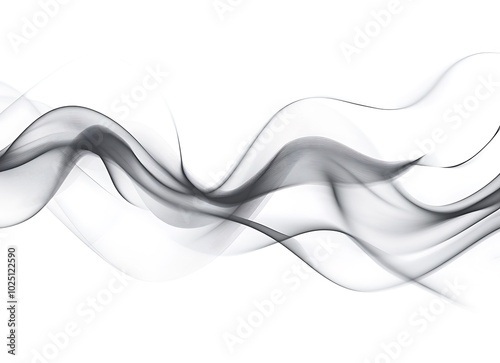 Gray smoke wave pattern on a white background in a simple, modern style.