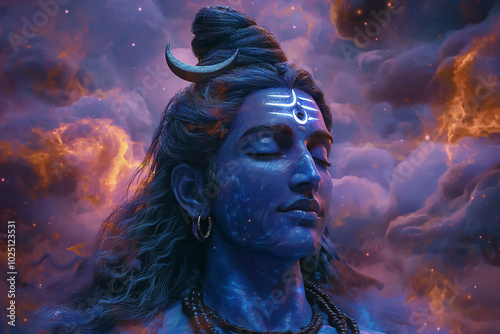 Hindu God Shiva in the cosmic world