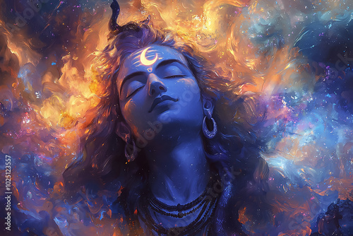 Hindu God Shiva in the cosmic world