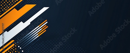Sleek vector template with modern orange wave lines on a blue background.