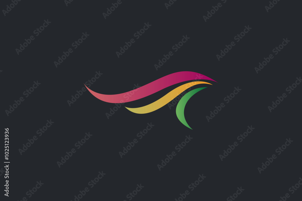 Simple colorful wings logo on black background. Simple colorful wings logo on black background.