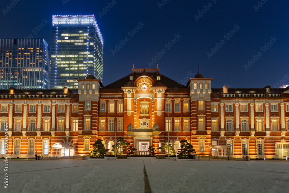 Naklejka premium 東京都 東京駅 夜景