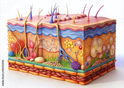 Detailed Illustration of the Integumentary System for Educational Use in Anatomy and Biology Studies