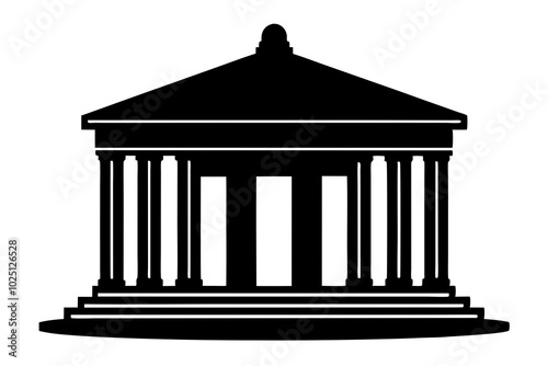 Roman temple vector silhouette | vector silhouette illustration on white background