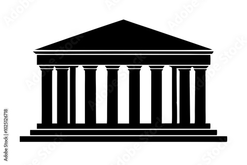 Roman temple vector silhouette | vector silhouette illustration on white background