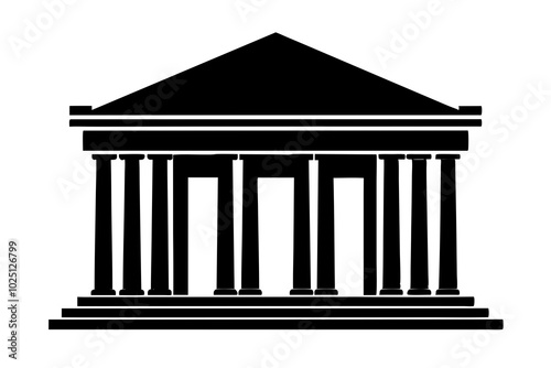 Roman temple vector silhouette | vector silhouette illustration on white background