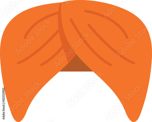 Simple vector illustration of an orange turban, a traditional headwear signifying indian culture and heritage