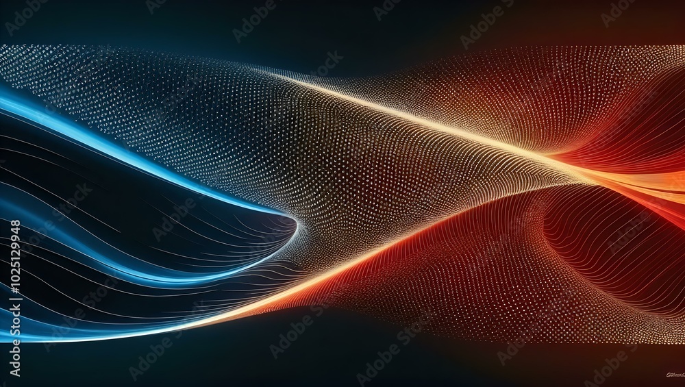 3D visualization of a blue, wavy surface. 3D visualization of a blue, wavy surface.