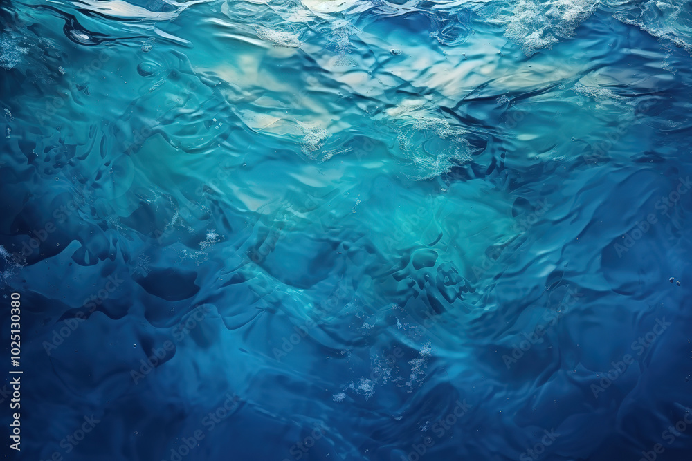 Attractive tranquil underwater setting illuminated by sunlight that gracefully touches the ocean Attractive tranquil underwater setting illuminated by sunlight that gracefully touches the ocean