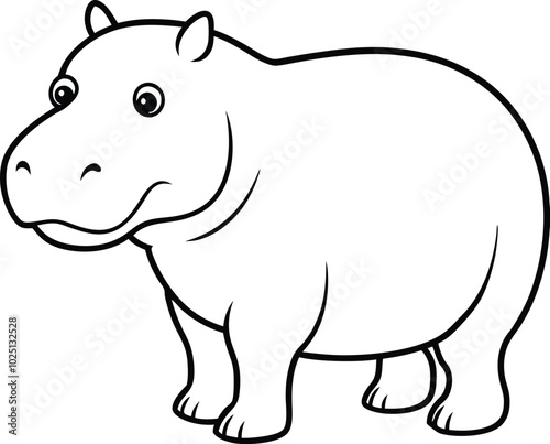 Hippopotamus outline vector and line art illustration design. hippopotamus, hand drawn vector illustration, outline drawing. Coloring book page.
