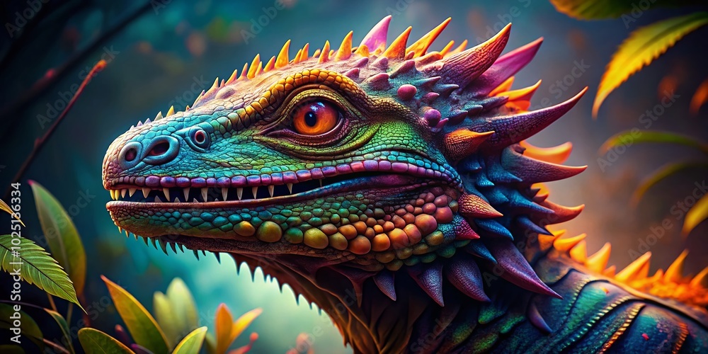 Obraz premium Draconian Reptilian: A Fierce Creature of Mythology and Lore in Fantasy Worlds and Imagination