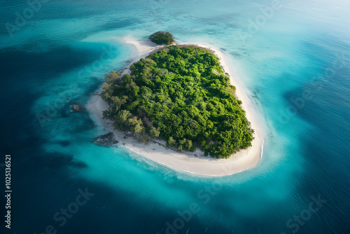 Remote island with white sandy beach