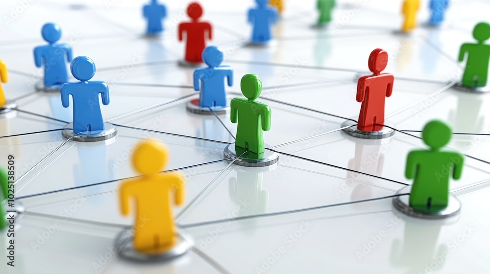A lively 3D design of a communication network with people engaging through various platforms, representing collaboration and connection. A lively 3D design of a communication network with people engaging through various platforms, representing collaboration and connection.