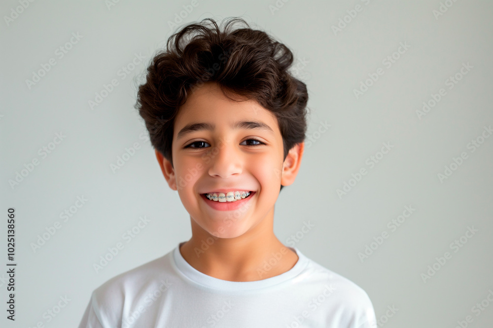 smiling kid with braces smiling kid with braces