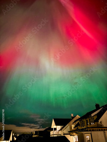 Northern lights over the Norwegian city Svelvik. 