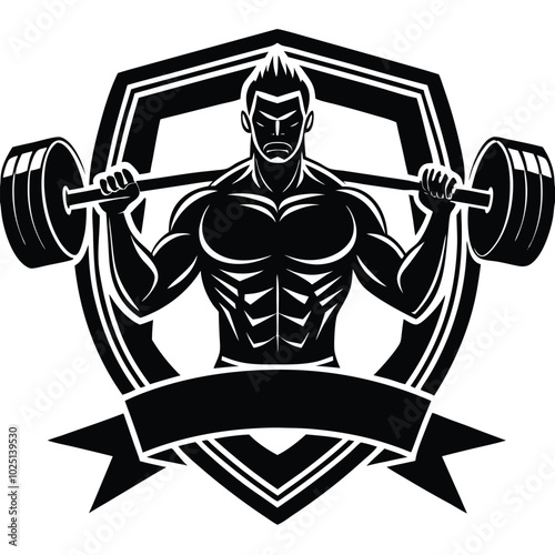 Crossfit bodybuilding fitness vector logo design sample concept illustration