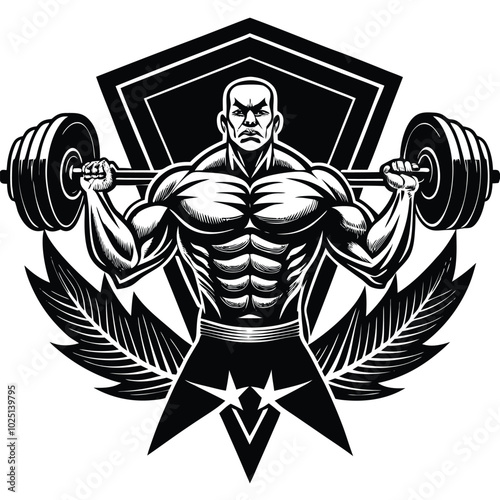 Crossfit bodybuilding fitness vector logo design sample concept illustration