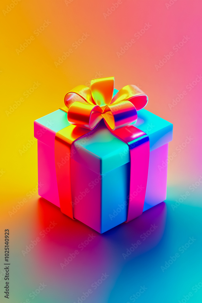 Obraz premium A 3D icon of a colored gift box, beautifully designed with a glossy finish.