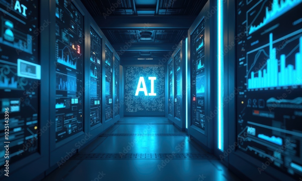 Futuristic Data Center with AI Technology Futuristic Data Center with AI Technology