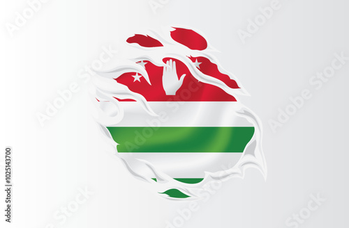 Abkhazia flag ripped icon illustration