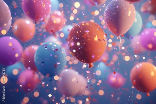 Colorful balloons drifting through the sky, great for celebrations and parties