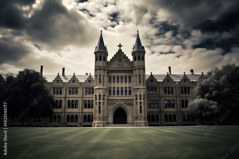 Fototapeta premium photo of a big university, university building architecture
