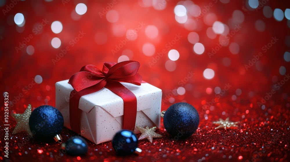 The Gift Box on Glittering Background The Gift Box on Glittering Background