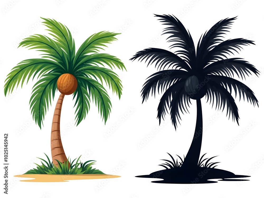 Obraz premium palm tree color and silhouette