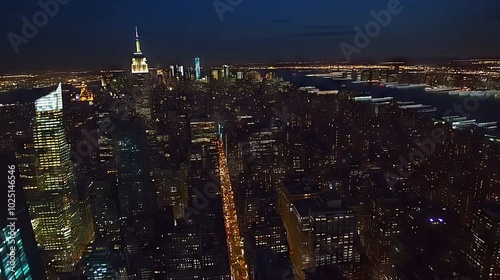 Cityscape night view of Manhattan, New York City, USA 