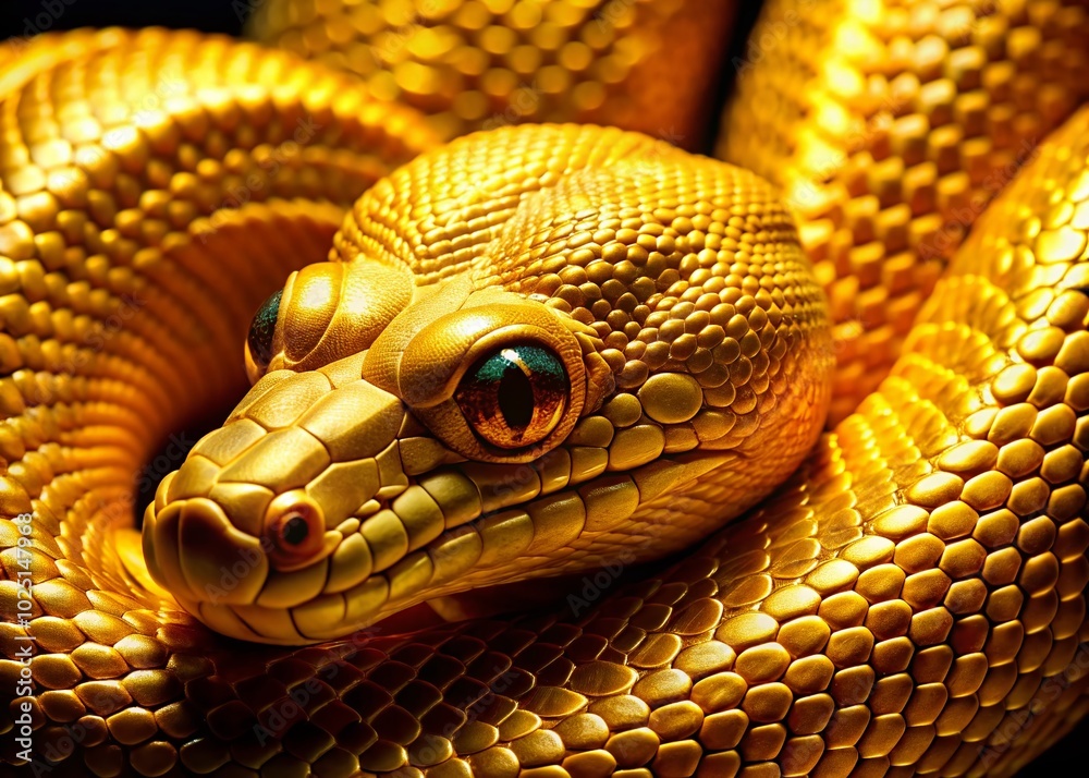 Obraz premium Elegant Gold Snake Design for Modern Art and Fashion, Perfect for Logos, Tattoos, and Luxury Branding Inspiration