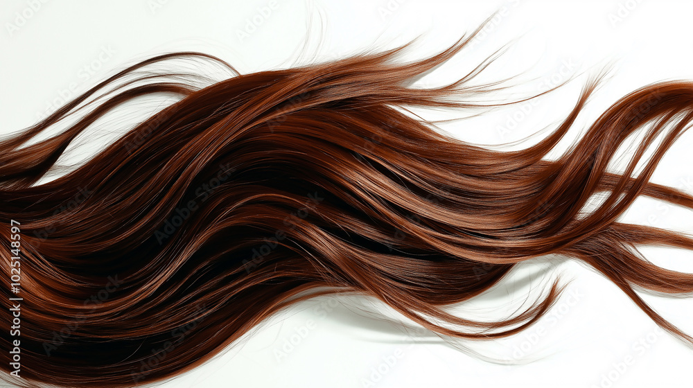 A banner with healthy well-groomed shiny dark locks of hair isolated on a white background. A banner with healthy well-groomed shiny dark locks of hair isolated on a white background.