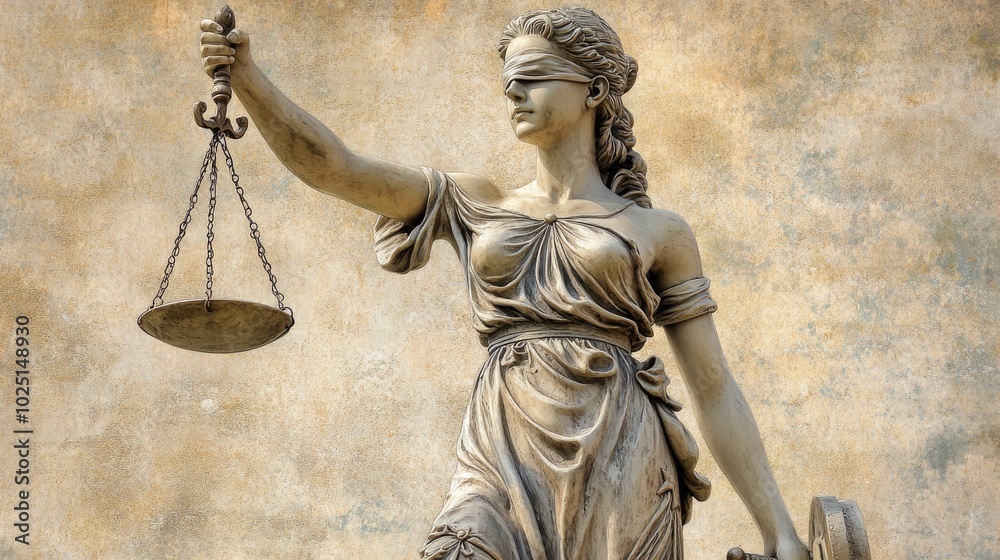 Statue of a woman holding a balance scale, representing fairness and justice Statue of a woman holding a balance scale, representing fairness and justice