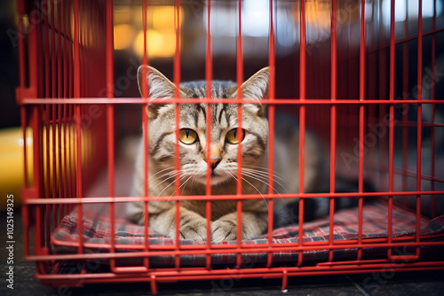 photo of a cat in a cage, cat in a cage photo photo