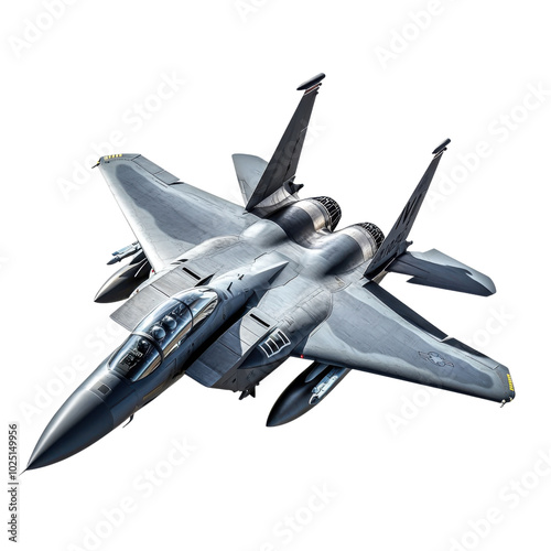 High resolution image of a military fighter jet in flight position