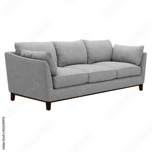 3d render gray sofa couch home decor with transparent background