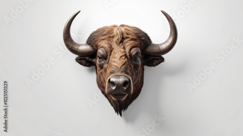 buffalo head isolated on white background. Generative AI