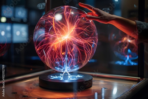 Captivating Display of Electric Plasma in a Glass Sphere photo