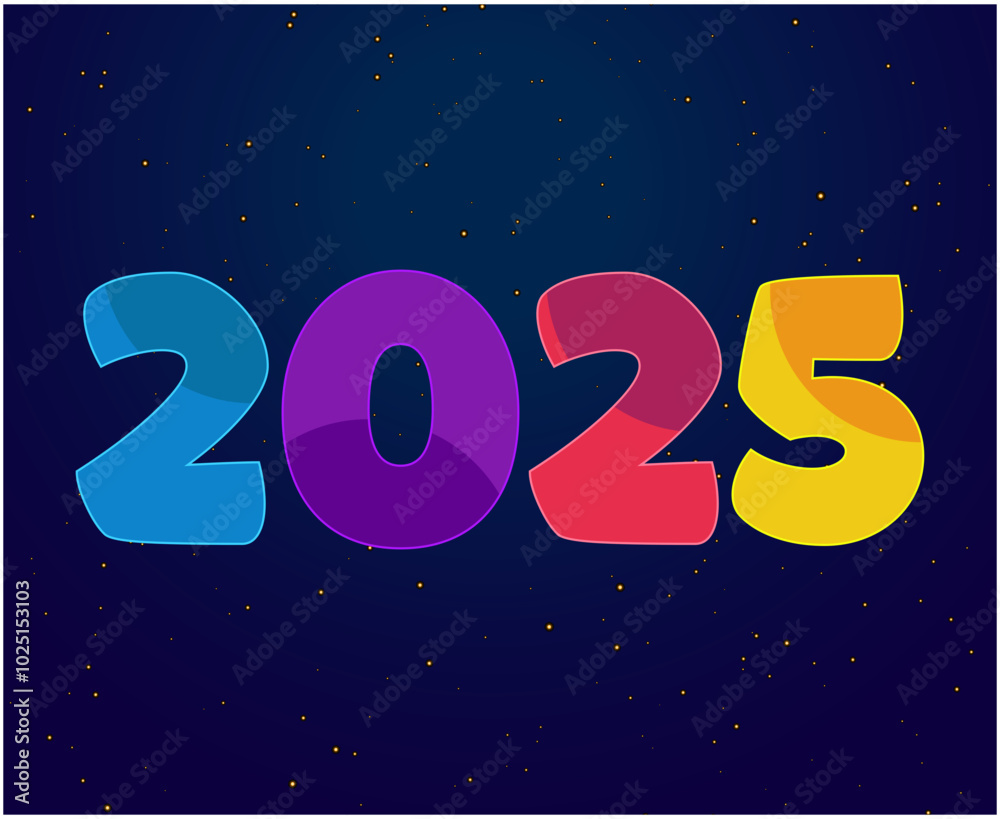 Happy New Year 2025 Design Colors Festive Abstract Logo Symbol Vector Illustration Happy New Year 2025 Design Colors Festive Abstract Logo Symbol Vector Illustration