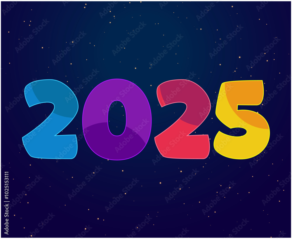Happy New Year 2025 Design Colors Festive Abstract Logo Symbol Vector Illustration Happy New Year 2025 Design Colors Festive Abstract Logo Symbol Vector Illustration