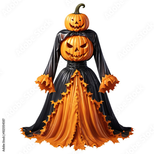 halloween pumpkin and witch