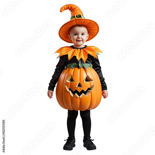 child with pumpkin