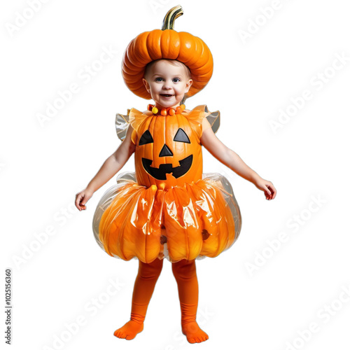 child with pumpkin